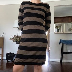 3/ $20 Black and Brown Striped Sweater Dress